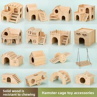 Maison de Hamster en bois massif Transparent monocouche accessoires de Cage d'ours doré fermeture à bouton petit Animal jouet Villa fournitures