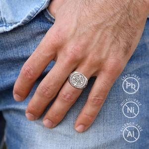 Anelli Regolabili con Croce Celtica di San Benedetto in Argento Sterling 925, Gioielli con Simbolo di Speranza e <span class=keywords><strong>Fede</strong></span> - Product Image 3