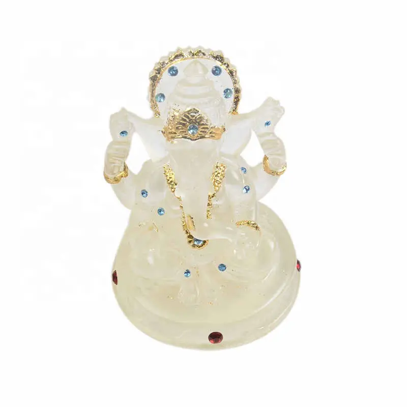 Figura de Ganesha blanca de elefante, estatua Fengshui de Dios, estatua de Buda, figuritas de Ganesha, miniaturas de resina, para el hogar Decoración de mesa, adornos artesanales