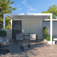 Gazebo en aluminium à toit rigide anti-typhon personnalisé, toit motorisé réglable avec bande lumineuse LED à intensité variable pour jardin extérieur