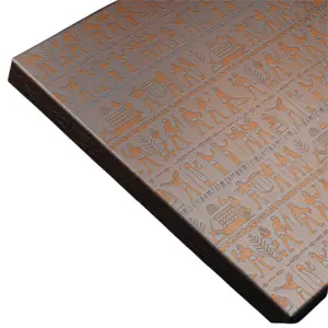 Grote Roestvrijstalen Metalen Fabricage Rode Koperen Coating Roestvrij Staal Egyptische Patroon Vel Pvd Ss Platen Voor Decoratie