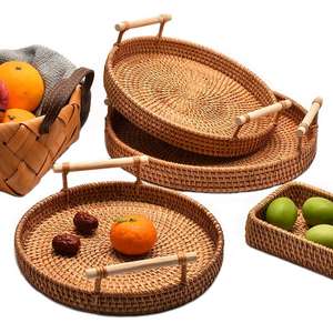 Best Selling in Vietnam Rattan Beat Selling Rattan <b>Tray</b> Bread Fruit Food <b>Breakfast</b> <b>Tray</b> Display Hot Sale - Product Image 3