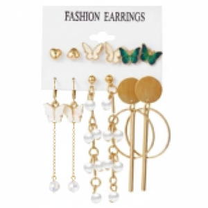 Tending moda argento cristallo fatto a mano orecchini a cerchio orecchini a cerchio luna fiore geometrico gioielli set vendita calda all'ingrosso - Product Image 2