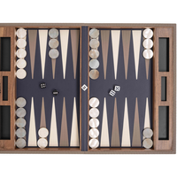 Ensemble de backgammon de luxe en bois de noyer et cuir grainé entièrement personnalisable Pièces de bois personnalisées