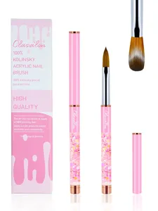 100% Kolinsky Acrylic Nail <b>Brush</b>, Acrylic Nail <b>Brush</b> for Manicure, Glittery With Metal Handle, Durable Pink Handle - Product Image 2