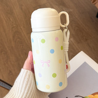 Nouvelle gourde isotherme minimaliste en acier inoxydable, tasse à paille esthétique pour étudiant, bouteille d'eau mignonne, tasse compacte portable
