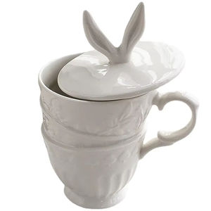 แก้วน้ำชาเซรามิคหูกระต่ายวินเทจ 350 มล. เป็นมิตรกับสิ่งแวดล้อม สำหรับใช้ในบ้าน ใส่นม กาแฟ อาหารเช้า ข้าวโอ๊ต ผลไม้ ของหวาน ตกแต่ง - Product Image 5