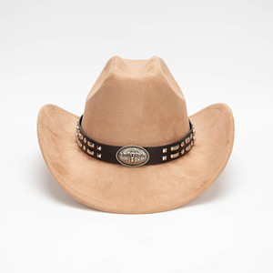 Sombrero Vaquero Hecho a Mano de Alta Calidad al por Mayor con Correa de Cuero Tachonada y Hebilla con Emblema de Águila para Uso Casual al Aire Libre - Product Image 2