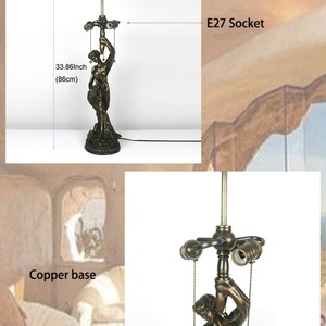 LongHuiJing American Pastoral Tiffany Bedroom <b>Bedside</b> Lamp Decorative <b>Table</b> Lamp European Mediterranean Warm Living Room Lamps - Product Image 3