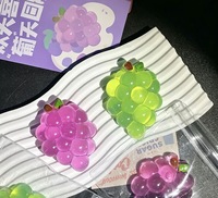 Jouet Squishy en TPR en forme de raisin vert et violet de 8,5 cm, jouet à presser, fruits doux, jouet anti-stress