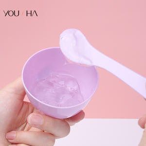 Juego de cucharas faciales Yousha, 3 uds., cucharas medidoras de plástico morado para mezclar mascarillas de belleza YI003 - Product Image 5