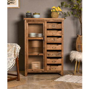 Meuble de rangement de style européen antique rustique pour bar, organisateur de meubles, étagère de rangement en bois massif vintage, salon - Product Image 1