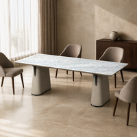 Table en marbre bleu océan Cristalita naturel 2600x800mm avec base en similicuir pour bureau, salle à manger, vente en gros
