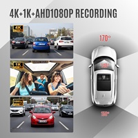 Caméra embarquée 4K 3 canaux (avant, arrière, habitacle) avec WiFi 5 GHz, GPS, moniteur de stationnement, vision nocturne, capteur G, 170° °   Caméra de tableau de bord grand angle pour voiture
