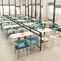 Table de restaurant moderne pour cantine scolaire Ensemble de chaises pour marmites épicées Nouilles chaudes restauration rapide Thé au lait Snacks Panneau Table en ardoise