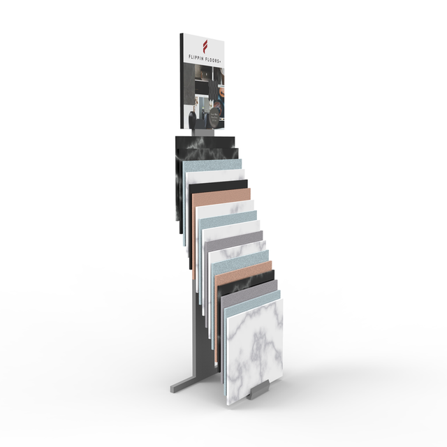 Apache Custom Metal Floor Standing Slab Granite Quartz Marble Ceramic Stone Tile Display Rack for Showroom