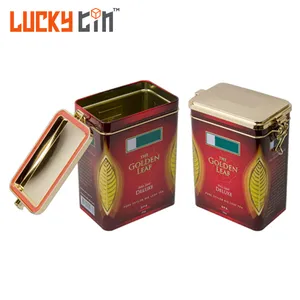 Luckytin Factory Custom Tinplate Packing Rectangle Metal Box Empty Air Tight Tea Tin Can For Loose Tea Coffee
