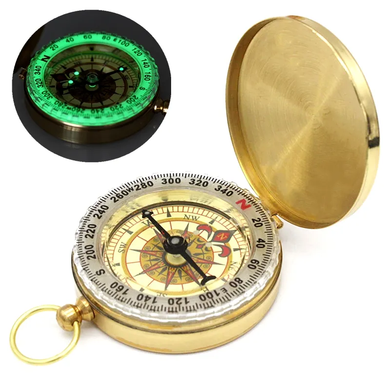 Jam Saku Kompas Kualitas Tinggi Jam Tangan Kompas Emas Kuningan Jam Tangan Saku Kompas Portabel Tidak Memiliki Rantai