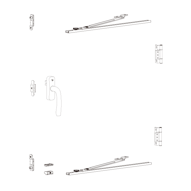 Inward open Aluminum UPVC windows full set Hardware system accessories