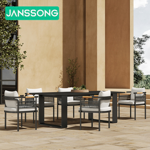 आधुनिक आउटडोर फर्नीचर सेट होटल गार्डन एल्यूमीनियम आउटडोर कुर्सी और टेबल रिसॉर्ट विला पैटियो आउटडोर टेबल सेट डाइनिंग चेयर सेट - Product Image 2