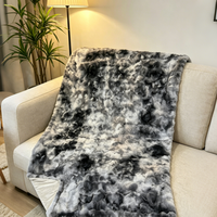 Nouvelle couverture en fausse fourrure de lapin marmorisée tie-dye, anti-peluchage, écologique, réutilisable, luxueuse, pour la décoration d'intérieur en hiver