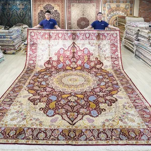 9,5X12.8Ft Indian Rupts Uk Persian Mini Coaster Turks Puur Druppelschip Oosterse Verzorging In Pakistan Machine Gemaakt Zijden Tapijt