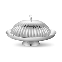 Plateau à manger en acier inoxydable de style européen couvercle anti-poussière plaque d'ornement en métal pour servir des fruits pain Snack gâteau gâteau outils