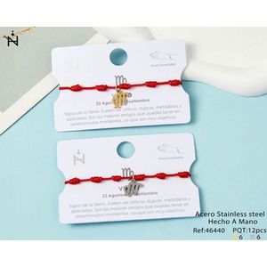 Virgo Seven Star Festival <b>Bracelet</b> <b>Red</b> String Stainless Steel Handmade Zodiac Jewelry - Product Image 1