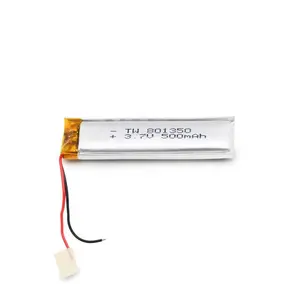 Baterai Ion Lithium Isi Ulang 801350 3.7V 500Mah Baterai Li Ion dengan BMS