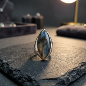 RAMAVATI GEMS 925 เงินสเตอร์ลิงลาบราโดไลท์คริสตัลแหวนค็อกเทลน่ารักงานแต่งงานแฟชั่นสวมใส่สบายๆเครื่องประดับ 8 กรัม 92.5% - Product Image 3