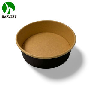 Bols à salade ronds écologiques biodégradables en papier kraft noir jetable de 24oz 32oz - Product Image 1