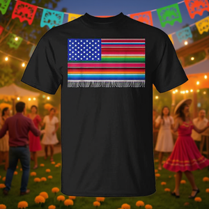 Camiseta mexicana americana con bandera de Estados Unidos, Serape Cinco De Mayo, para mujeres y hombres - Product Image 3