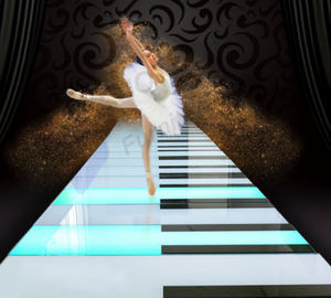 Lampada da terra a LED per pavimento a pavimento con luce a gradino sul parco di rilevamento della gravità quadrato colorato RGB induzione lampada da terra a palcoscenico - Product Image 4