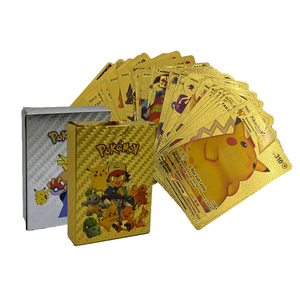 55 Pcs Anime Pokmon Pikachu Booster Box Card Poke-mon Trading Gold Game Cards