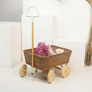 Nordischer Kinder-Spielzeugwagen Natürlicher Rattan-Plüschtier-Aufbewahrungskorb Kinder-Outdoor-Trolley - Product Image 3