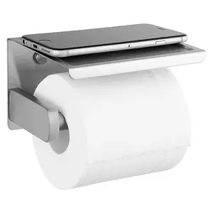 Матовая никелевая вешалка для туалетной бумаги с держателем для телефона настенный бумажный держатель