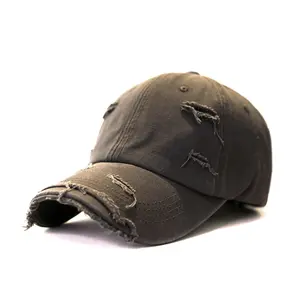 China Oem Distressed Papa Hoed Mannen En Vrouwen Gewassen Distressed Cap Sport Hoed