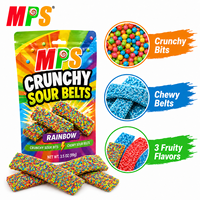 MPS Crunchy Sour Belts Candy Bulk Sour Gummy Belts Crunchy Outside Chewy Inside Candy Blue Razz Strawberry Rainbow Flavors