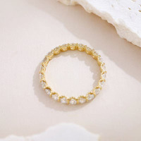 Anello impilabile di lusso leggero e alla moda, in oro giallo 18 carati con diamanti coltivati in laboratorio, per donna