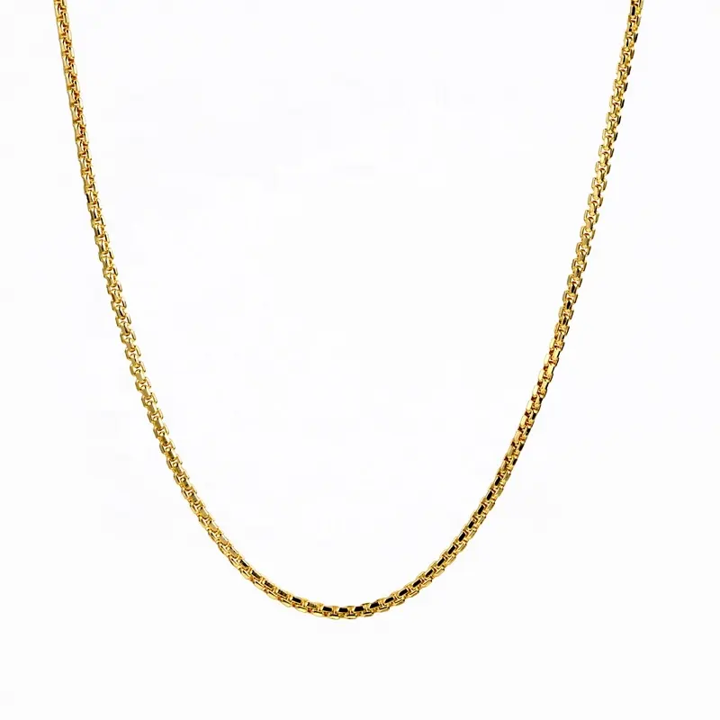 OEM personalizado bronce libre de níquel 22k indio chapado en oro de moda de joyería de collar de cadena simple para