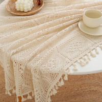 Nappe ronde en polyester à dentelle creuse pastorale pour mariage, fête, hôtels, couverture de table, blanche, salle à manger