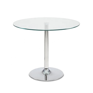 Chrome kim loại mạ điện thanh chiều cao bàn đánh bóng bạc Bàn sắt chân Bàn cà phê thủy tinh bàn ăn khách sạn thương mại nhập cảnh - Product Image 2