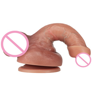 Delove Giocattoli Sessuali per Adulti all'Ingrosso, Dildo Realistico in Silicone Liquido Marrone Morbido con Prepuzio, Impermeabile 20,4x3,5cm per Donne - Product Image 5
