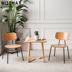 WISEMAX FURNITURE Comfortable fashion restaurant furniture iron frame vintage industrial dining wood metal chair for dining room