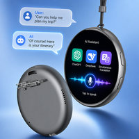 Badge électronique vocal IA ChatGPT programmable, pendentif IA portable, broche vidéo, écran tactile personnalisé de 1,7 pouces, matériel et micrologiciel