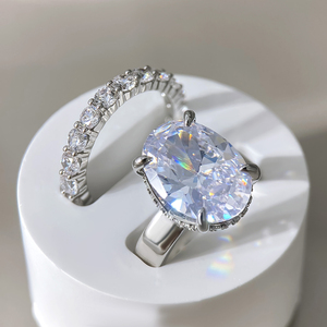 Luxury Zircon 18K Gold Plated Brass Gemstone Engagement <b>Stack</b> <b>Ring</b> with Oval Cut Zirconia 18K Gold Plated for Women - Product Image 4