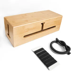 स्थायी डेस्क लकड़ी के बांस तार केबल प्रबंधन बॉक्स आयोजक विस्तार कॉर्ड कवर और सॉकेट के साथ