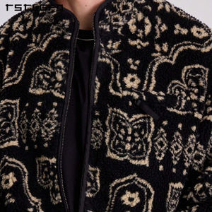 Hợp Thời Trang Thiết Kế Thương Hiệu Jacquard Mùa Đông Ấm Áp Cừu Len Áo Khoác Người Đàn Ông Của Áo Khoác Áo Khoác Lỏng Phù Hợp Jacquard Lamb Áo Khoác Cho Nam Giới - Product Image 6