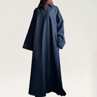 Abaya en jean brut surdimensionné épais de qualité supérieure, personnalisé, automne-hiver, grande taille, vêtements islamiques pour femmes, musulmane, Ramadan, Eid Abaya