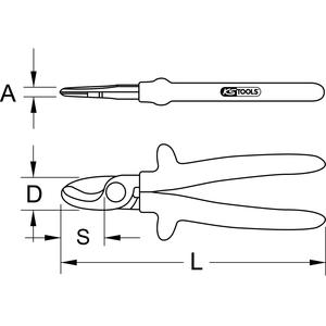 KS TOOLS 1000V cizalla Cable, 215mm - Product Image 2